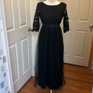 Lace top dress with tulle full skirt.